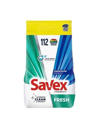Detergent de rufe pudra 2 in 1 Savex Fresh 112 spalari 9 kg